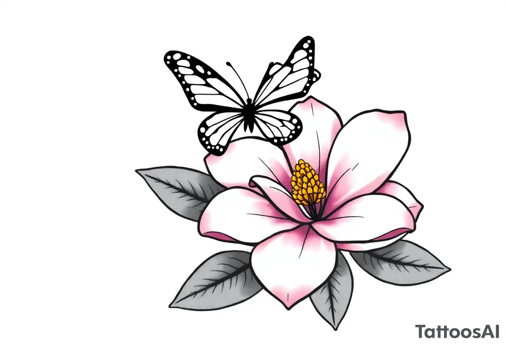 Magnolia flower, butterfly, Mississippi tattoo idea