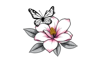 Magnolia flower, butterfly, Mississippi tattoo idea