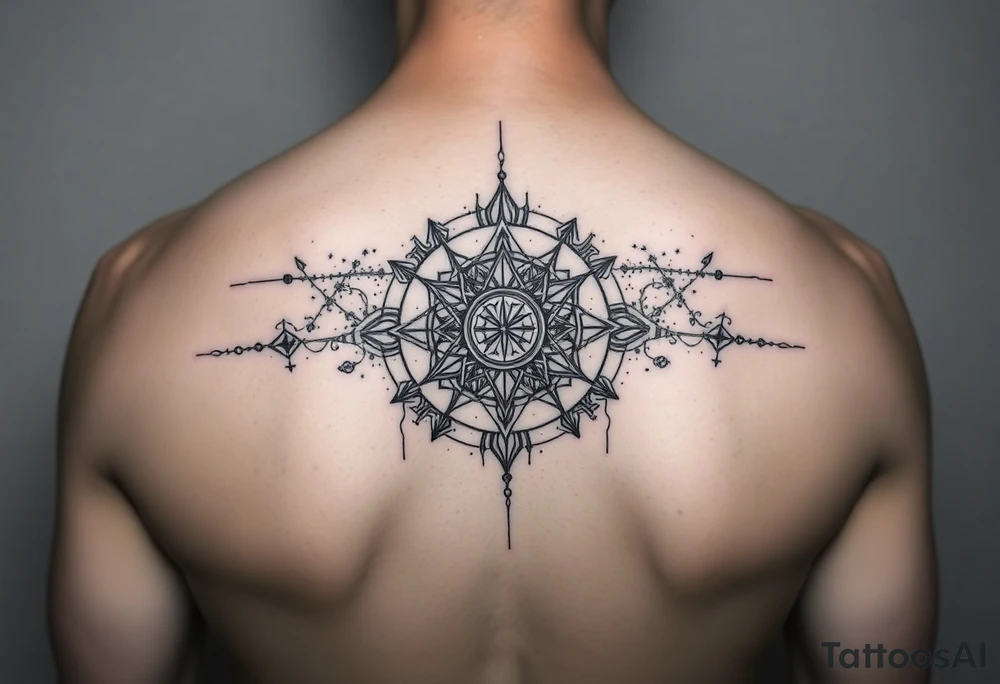 celestial galaxy with the scales of time tattoo idea
