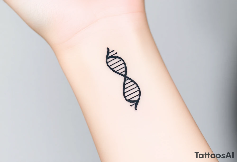 A DNA strand with the word "Divergent" subtly woven into its helix, symbolizing genetic uniqueness tattoo idea