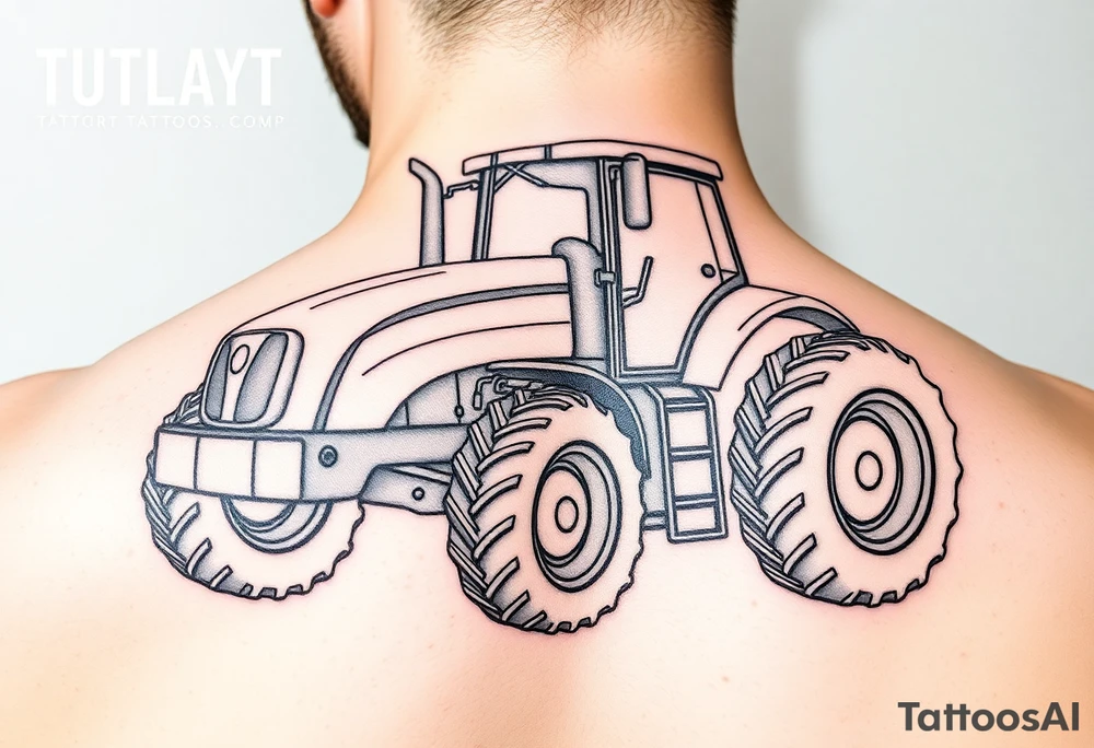 feminine tractor fine line tattoo idea