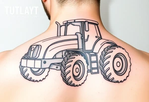 feminine tractor fine line tattoo idea