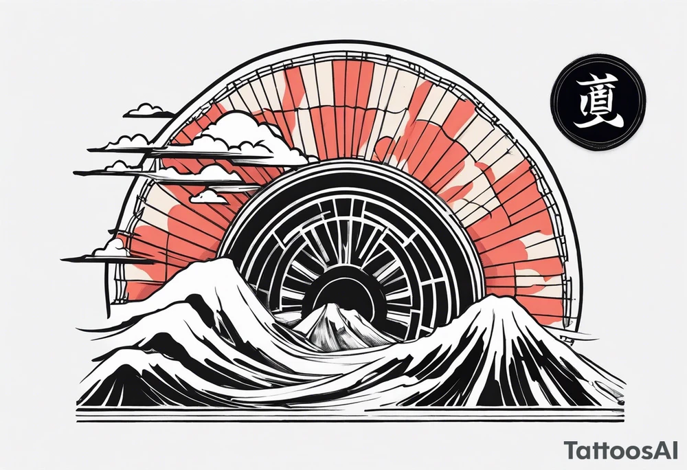 Black Japanese fan tattoo idea
