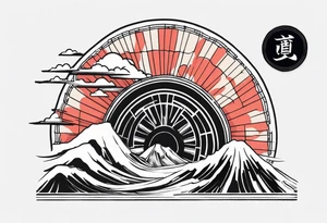 Black Japanese fan tattoo idea