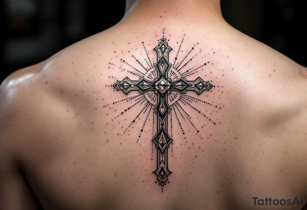 Cross with jewels tattoo idea