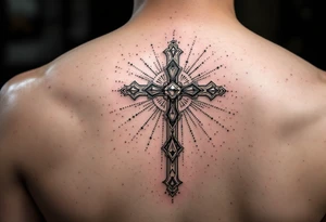 Cross with jewels tattoo idea