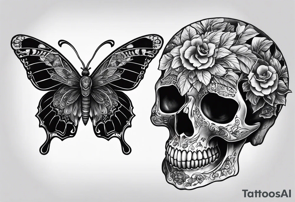 Butterfly to encorperate a skull and a rams head like a death moth tattoo idea