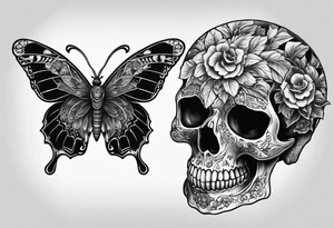 Butterfly to encorperate a skull and a rams head like a death moth tattoo idea