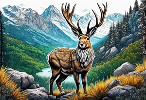 jackelope  mountain forest tattoo idea