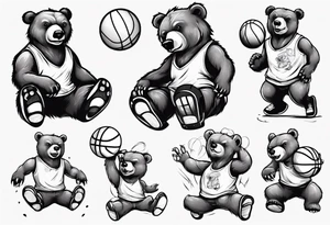 bear playing basketball tattoo idea