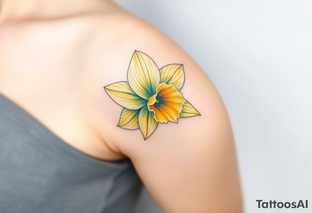 daffodil and the jonquil aquamarine color tattoo idea