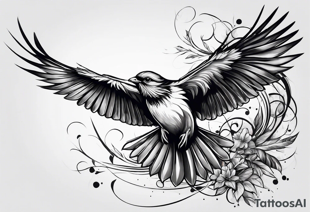 bird flying tattoo idea