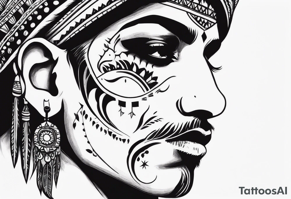 an indian with a skull instead of a face tattoo idea