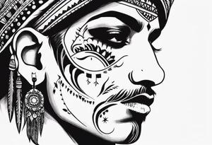 an indian with a skull instead of a face tattoo idea