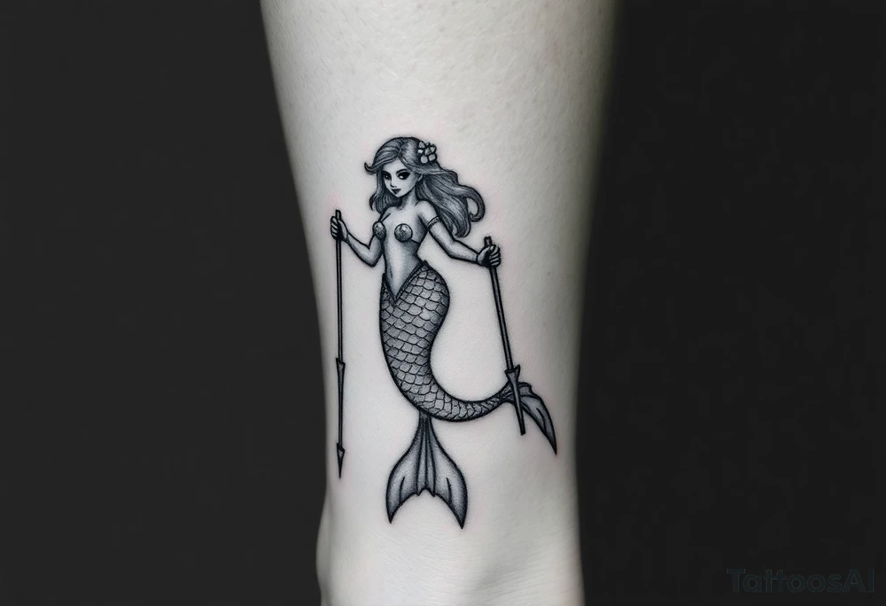 Mermaid with crutches tattoo idea