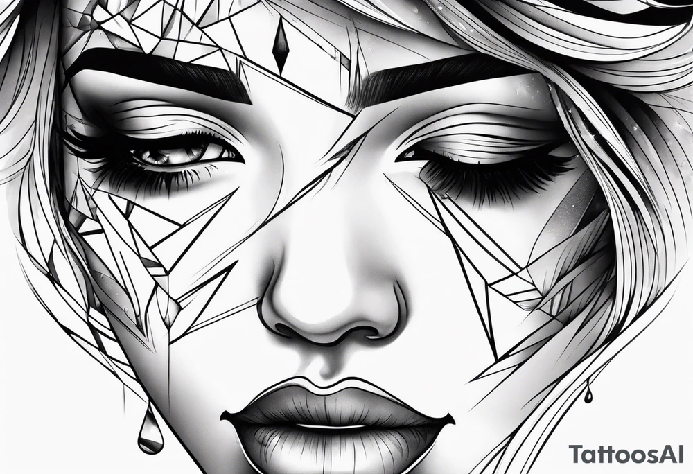 crying face with tears tattoo idea