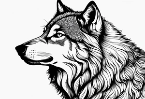 lone wolf face, lonely but wise, staring at moon tattoo idea