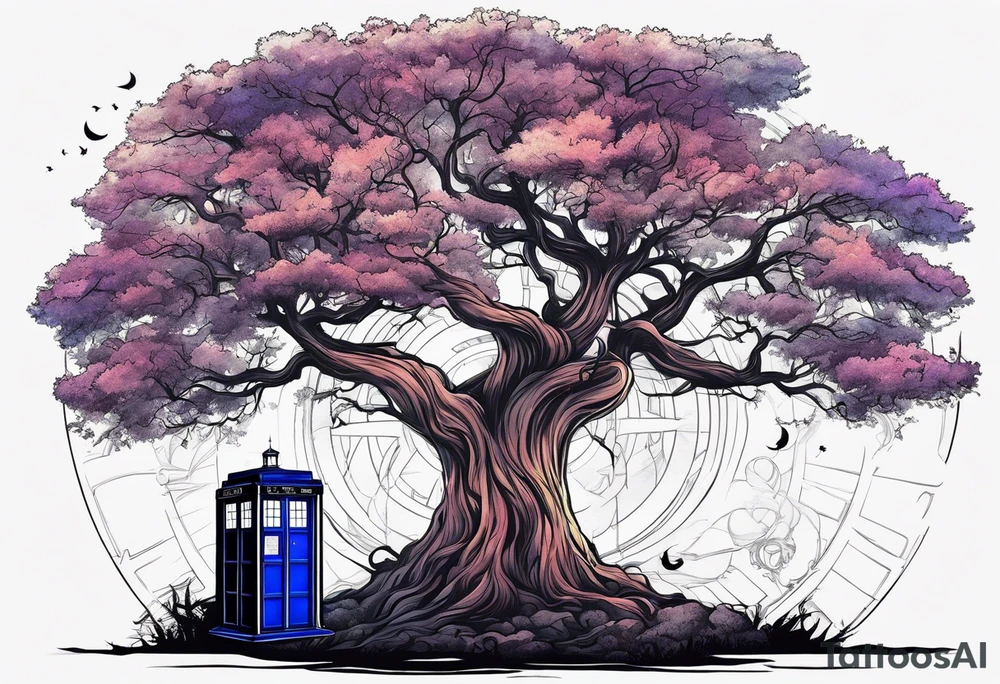 Tree with Jedi symbol and a tardis tattoo idea