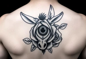 donkey, eyeball, rose tattoo idea