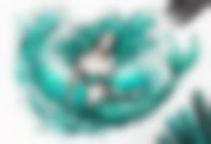 a turquoise mermaid swimming in the sea surrounded by crashing waves tattoo idea