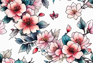 Sakura flowers with lace sternum tattoo idea