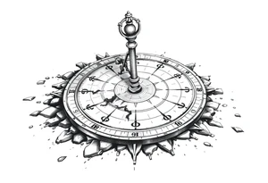Damaged sundial on the ground tattoo idea