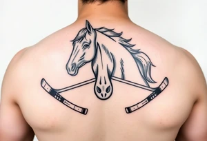 Horse with hockey sticks tattoo idea