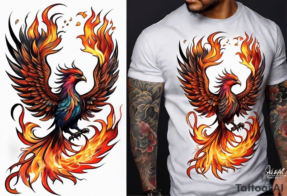 Phoenix riding from the ashes tattoo idea
