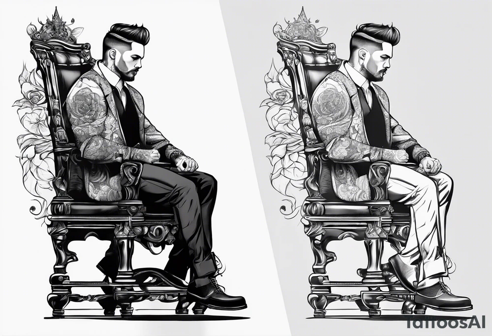guy standing on chair tattoo idea