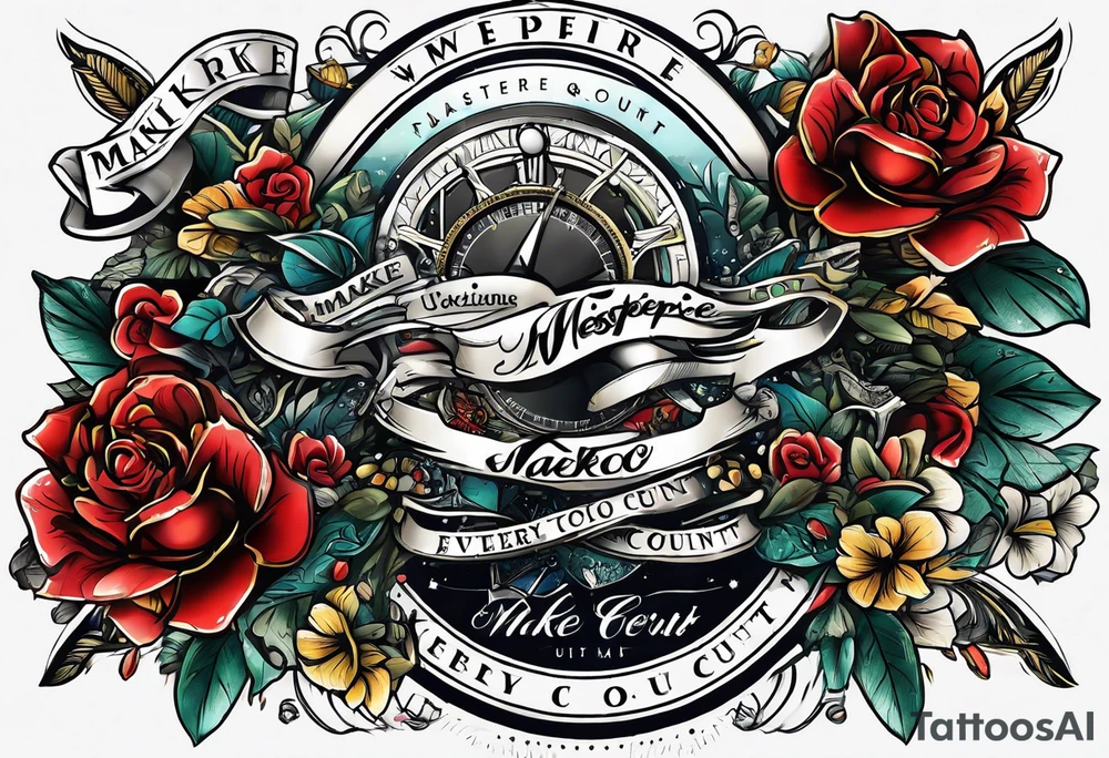 ablaunce with the slogan make every second count incorporated tattoo idea