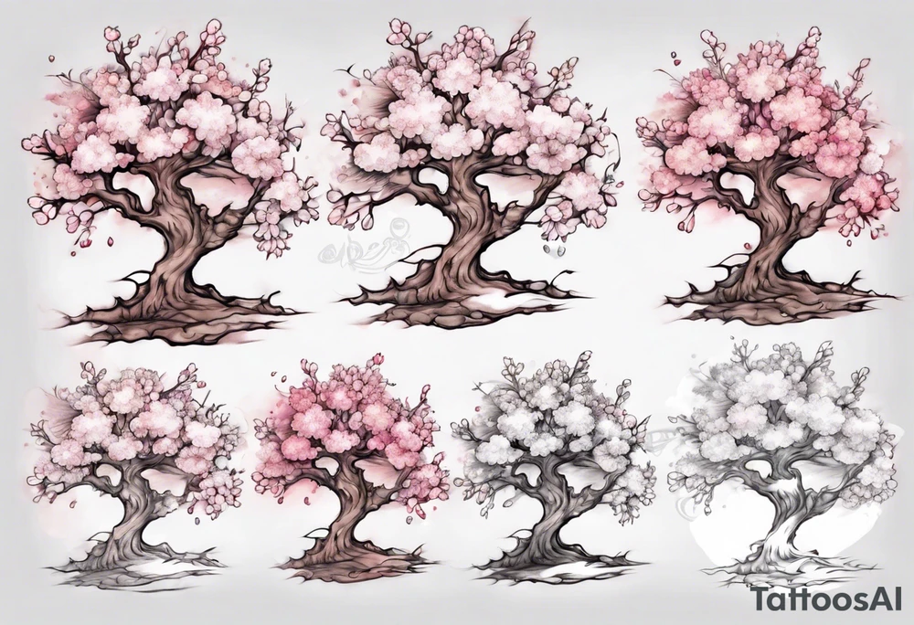 Snowy Cherry blossom tree tattoo idea