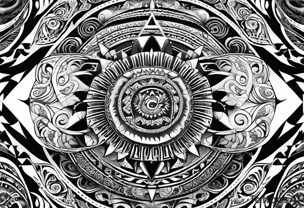 Māori design for white resilient male aged 55 who grew up in New Zealand tattoo idea