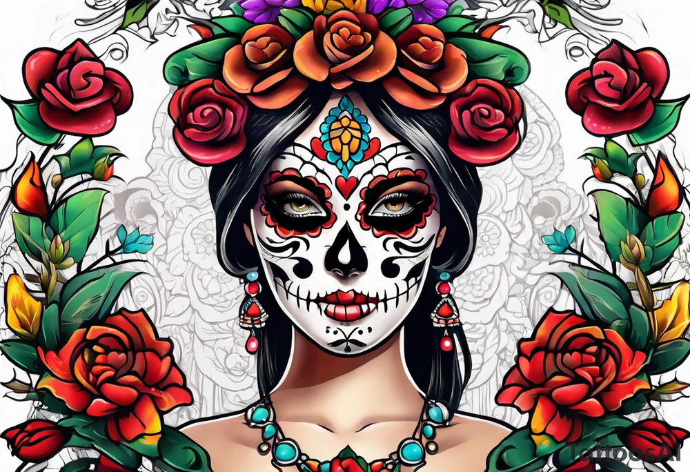 Mexico day of dead tattoo idea