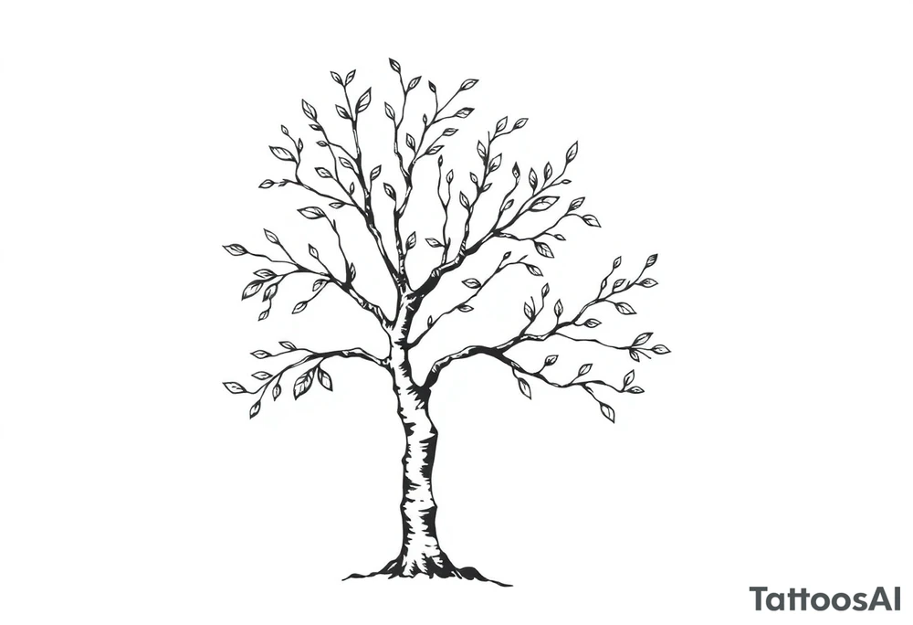 birch tree with missing leaves tattoo idea