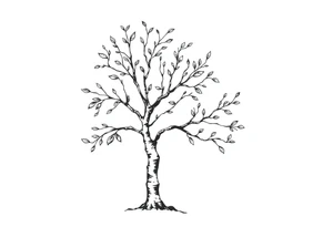birch tree with missing leaves tattoo idea