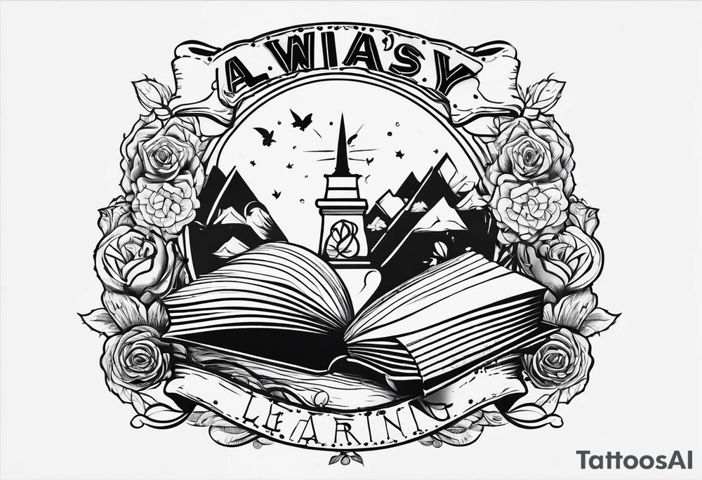 small book cover titled "always be learning" tattoo idea