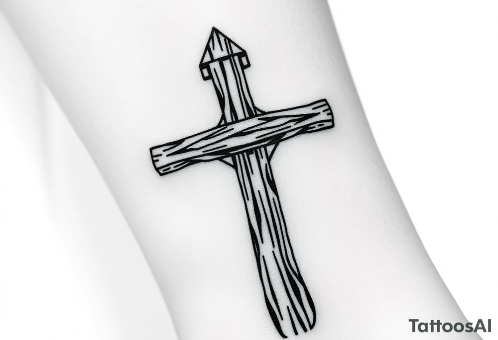 a wooden 12kv pole. Make the pole a cross that has a hidden resemblance to god. tattoo idea