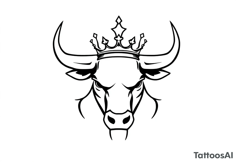Bull symbol with crown tattoo idea