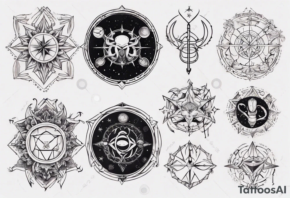 matching tattoo with cancer horoscope tattoo idea