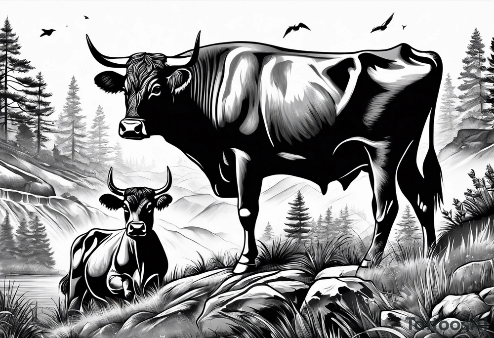 hunting and cows and bulls and fishing and love tattoo idea