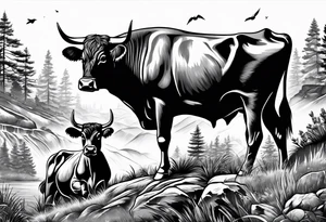 hunting and cows and bulls and fishing and love tattoo idea