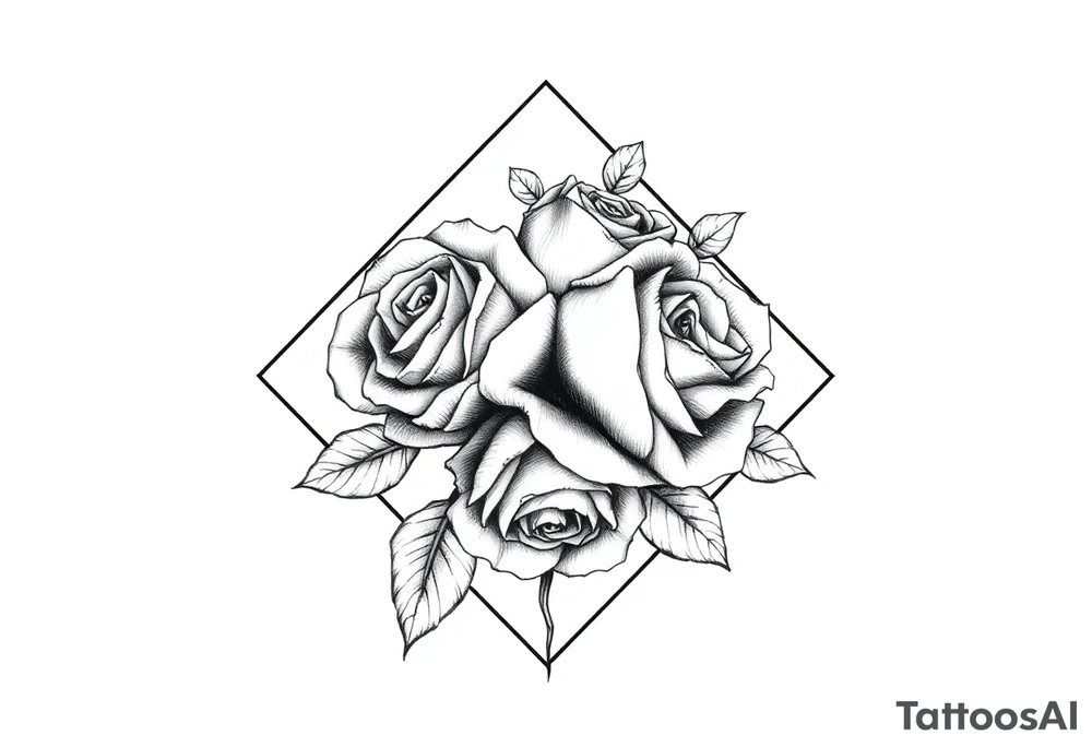 Small Roses in a diamond shape tattoo idea