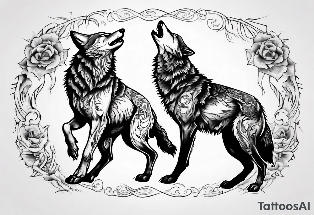 two wolves dancing on their hind legs tattoo idea two wolves dancing on their hind legs tattoo idea