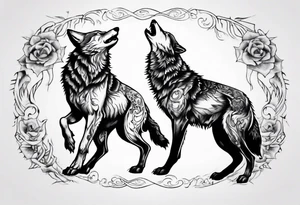 two wolves dancing on their hind legs tattoo idea