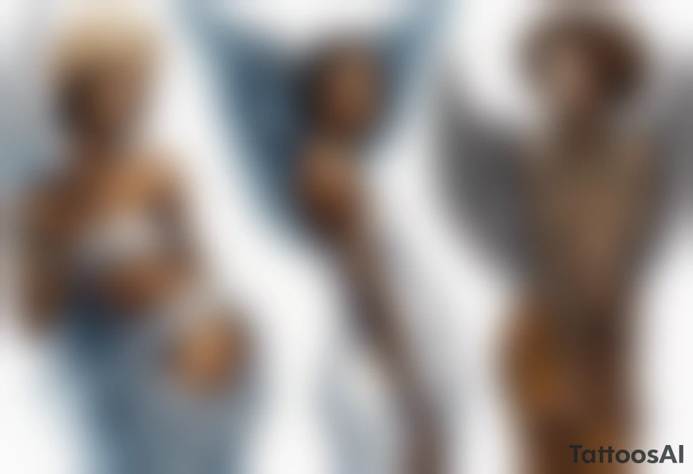 African angel on a balcony tattoo idea