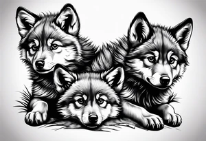 2 cute baby wolves tattoo idea