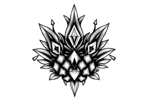 Majestic crown pineapple vagina anus diamonds tattoo idea