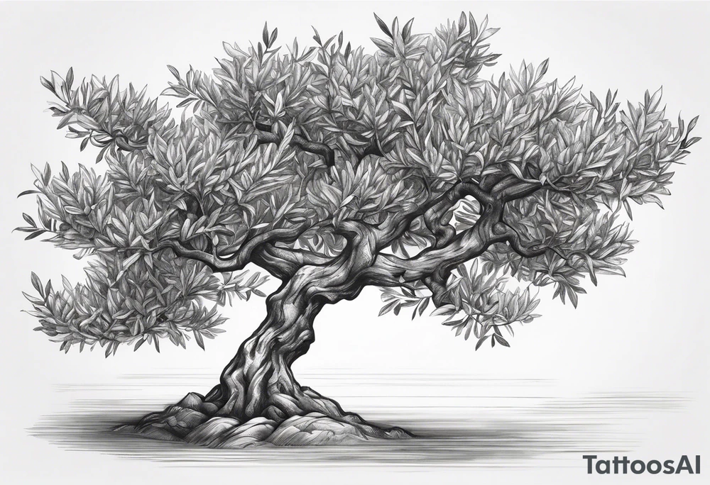 Olive tree leaves floating in the wind tattoo idea