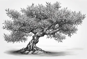 Olive tree leaves floating in the wind tattoo idea