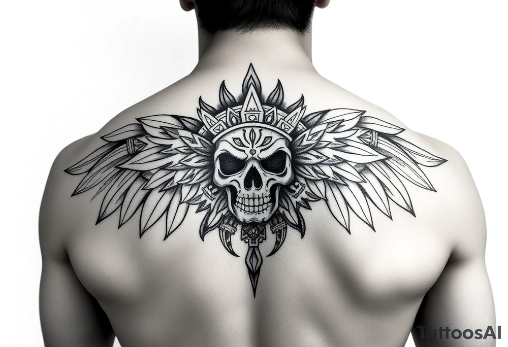 Create a mexican Aztec tattoo with life and death as the theme tattoo idea